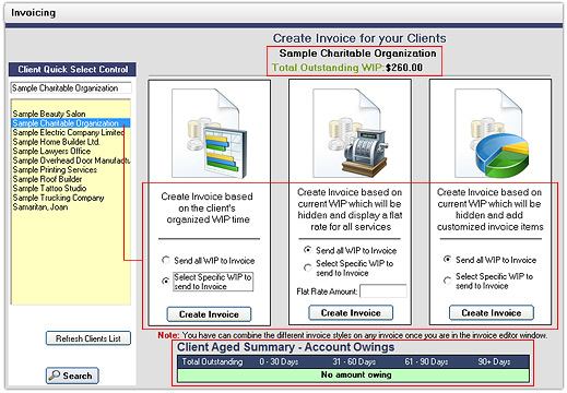 Create Invoice - Company Selected