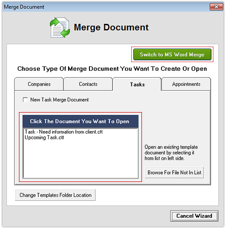 Tasks - Document Merge (Client Track Merge)