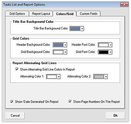 Tasks - Colours/Grid Tab