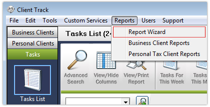 Create Report Wizard Link