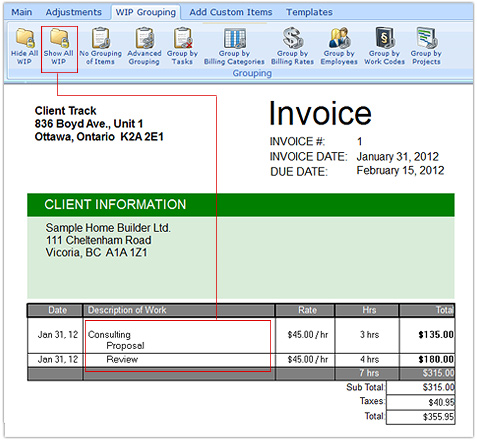 Invoice - Show All WIP