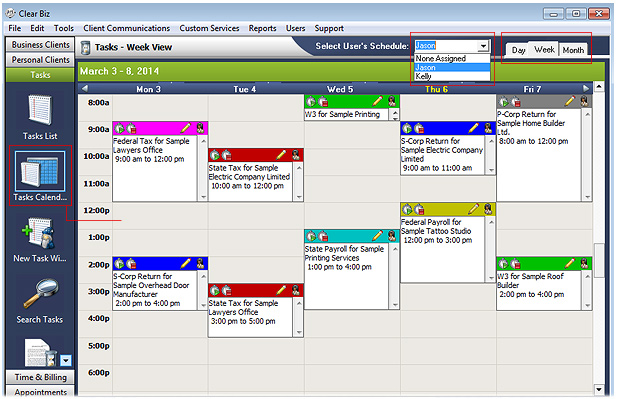 Tasks Calendar Screenshot