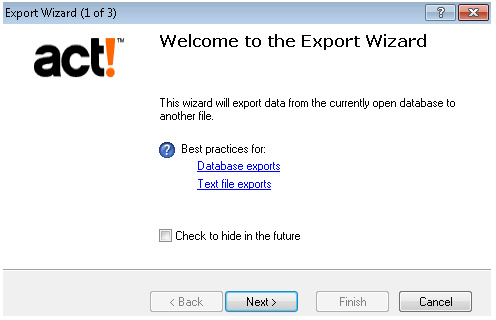 Export Act Screenshot (Step 2)