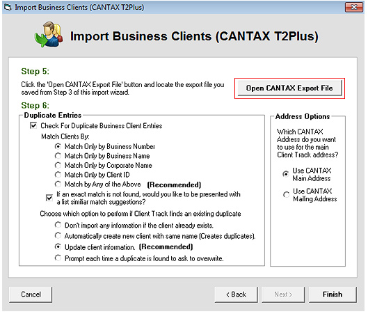 Export CANTAX T2 Screenshot (Step 6)