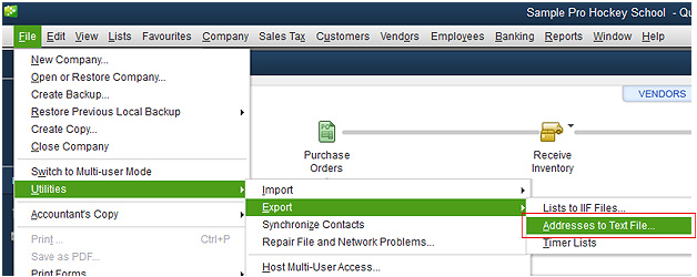 Export QuickBooks Desktop Screenshot (Step 1)