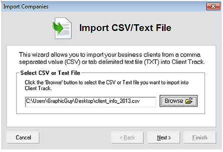 Select text/CSV file Screenshot