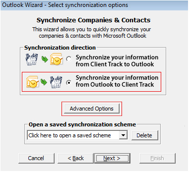 Synchronize with Outlook Screenshot (Step 3)