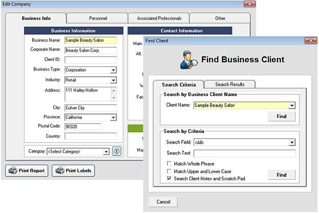 Search & Edit Your Clients Screenshot